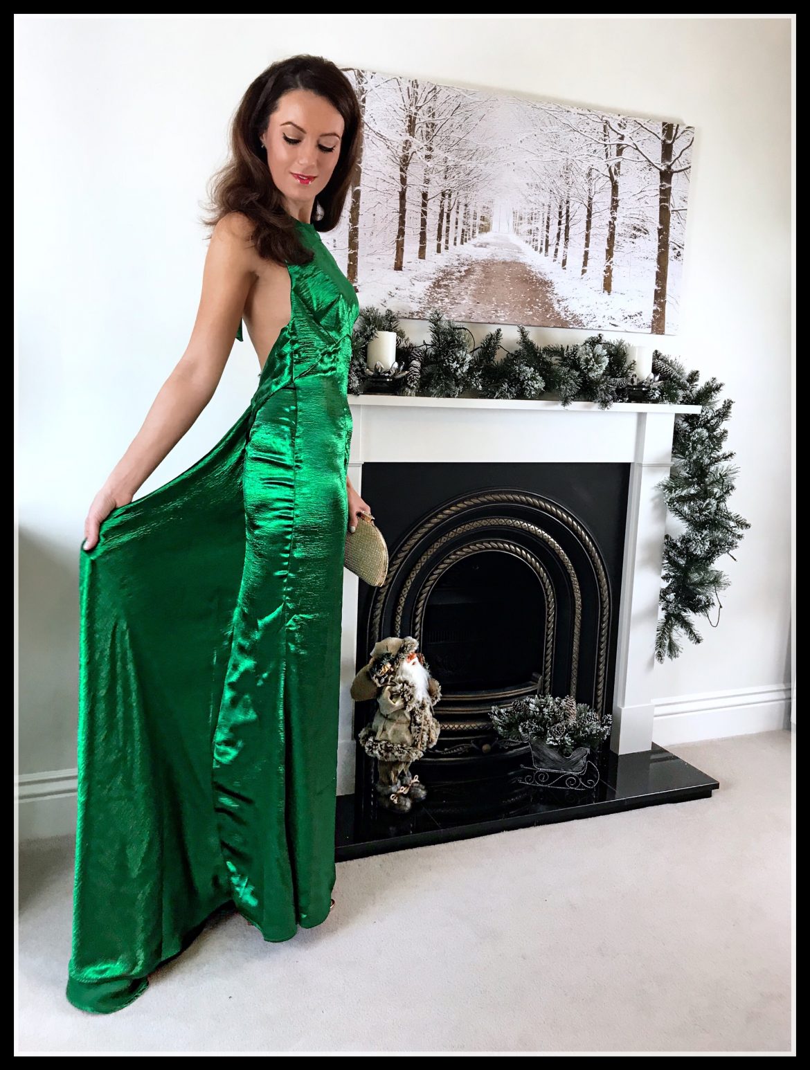 Satin Crush Emerald Green Gown Elegant Duchess 