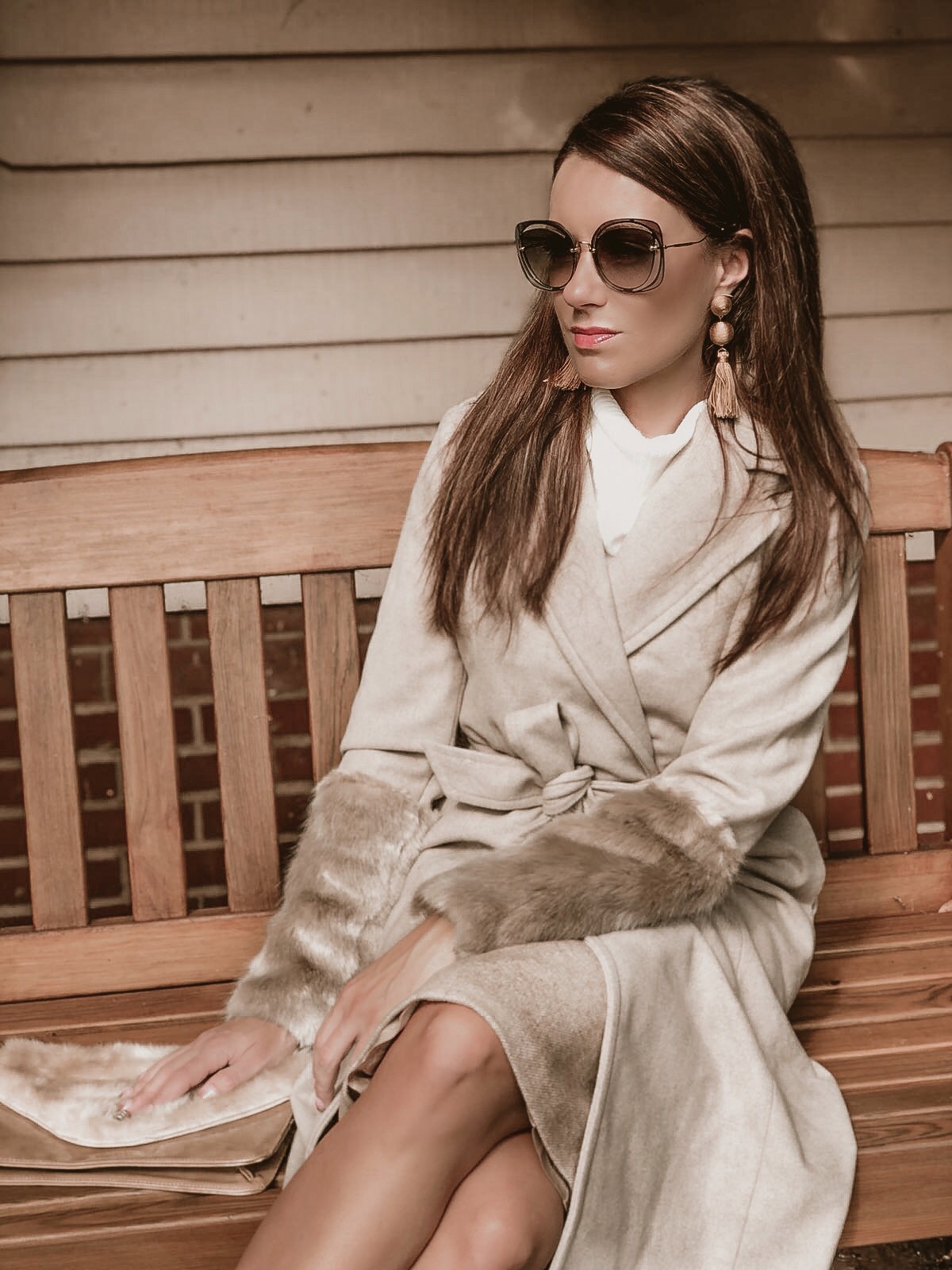 FASHION UNION CAMEL COAT | QUPID CRYSTAL EMBELLISHED BOOTS | MIU MIU SUNGLASSES | WAREHOUSE SKIRT